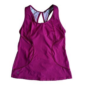 Athleta Energy Tank Top Women's Small Pink Built In Bra Pocket Workout Yoga